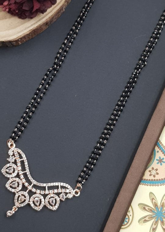 Krystal rosegold plated diamond mangalsutra