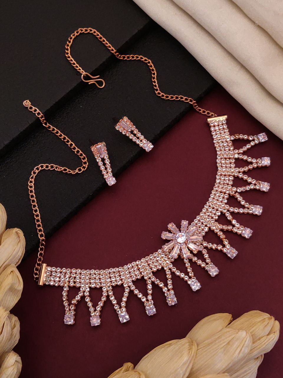 AD rose gold plated necklace