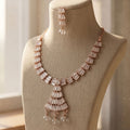 Rose gold & silver plated AD stone necklace