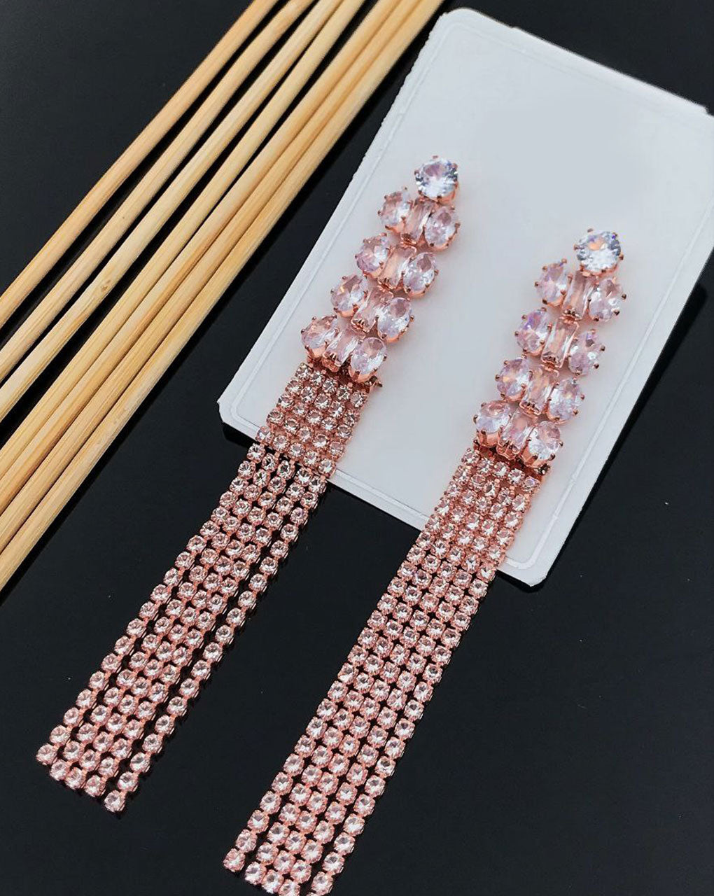 CZ AD stone rose gold plated earring