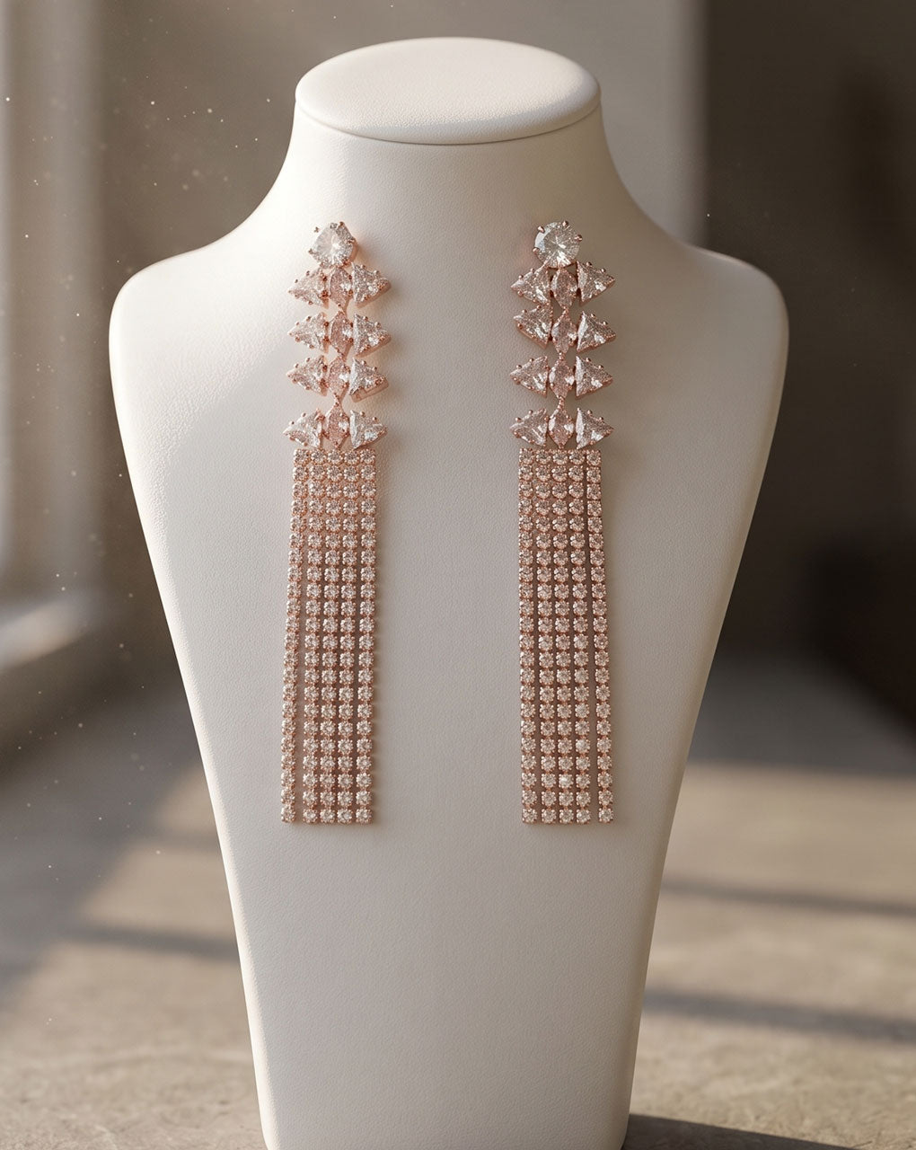 CZ AD stone rose gold plated earring