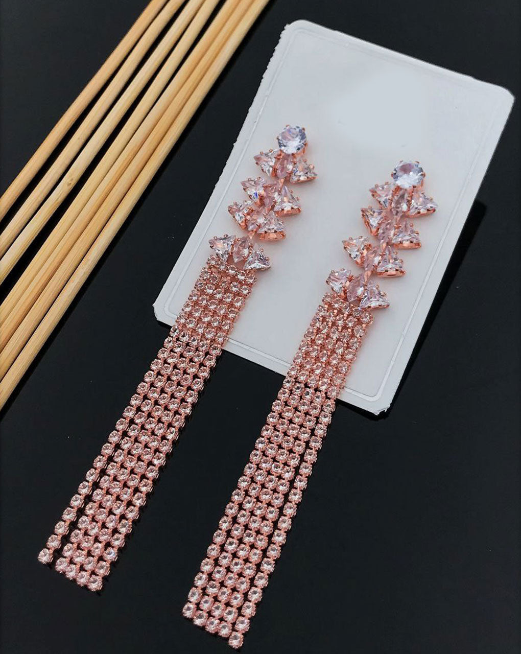 CZ AD stone rose gold plated earring