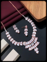 Rose gold & silver plated AD stone necklace