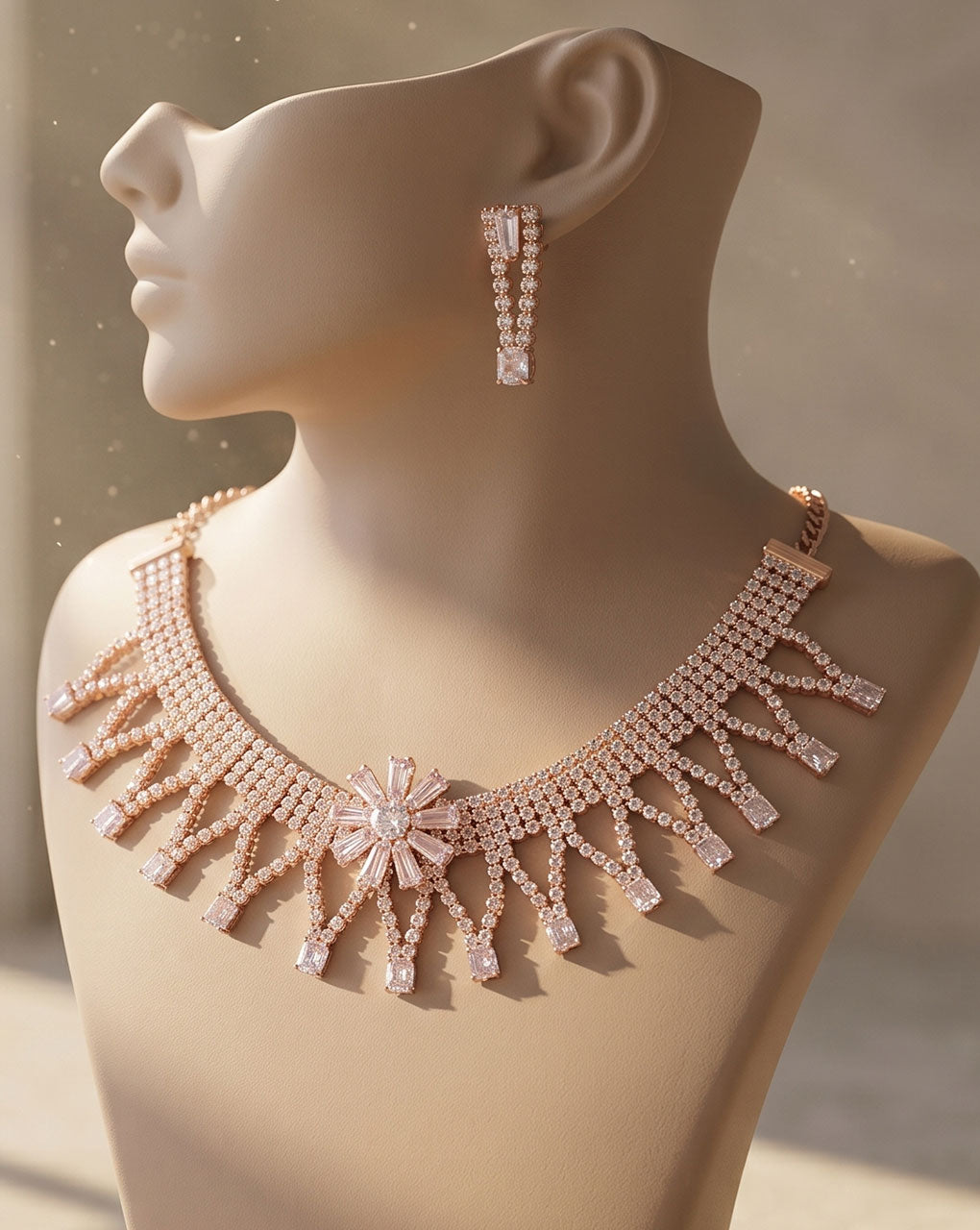 AD rose gold plated necklace