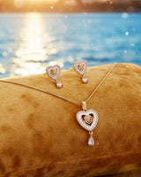 Premium quality daily use rose gold AD pendants chain set