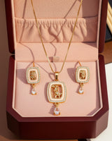 Premium quality daily use rose gold AD pendants chain set
