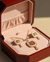 Premium quality daily use rose gold AD pendants chain set