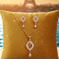 Premium quality daily use rose gold AD pendants chain set