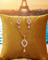 Premium quality daily use rose gold AD pendants chain set
