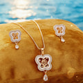 Premium quality daily use rose gold AD pendants chain set