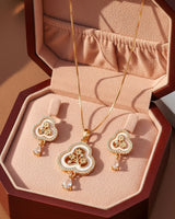 Premium quality daily use rose gold AD pendants chain set