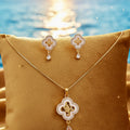 Premium quality daily use rose gold AD pendants chain set