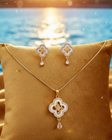 Premium quality daily use rose gold AD pendants chain set