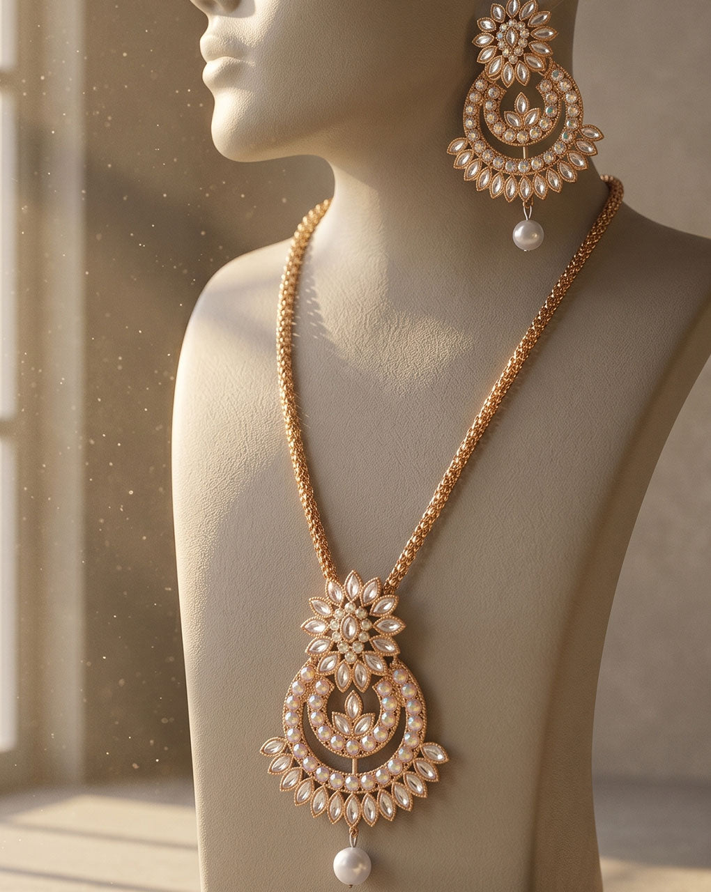 Pearl gold plated necklace set