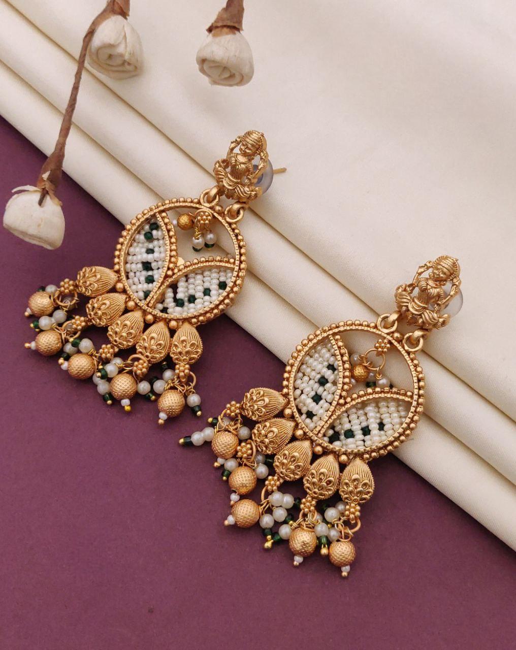 Brass gold plated matte finish earring