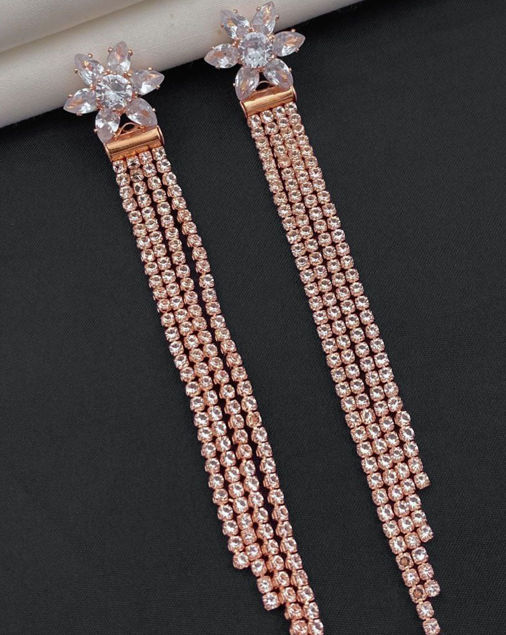AD stone rose gold plated earring