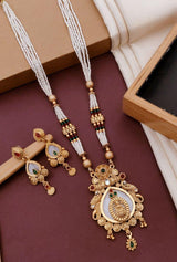 Gold plated rajvadi mala pendants chain set