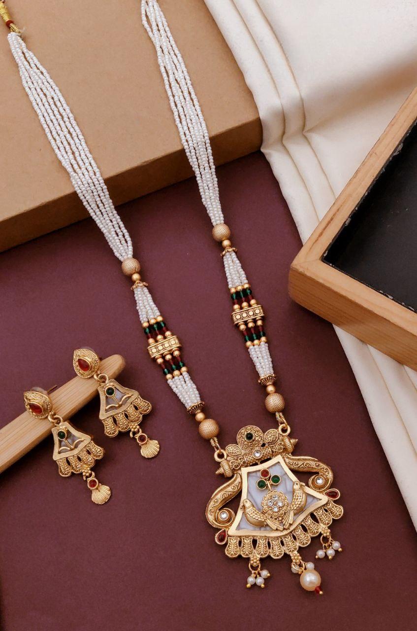 Gold plated rajvadi mala pendants chain set