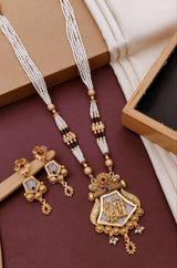 Gold plated rajvadi mala pendants chain set