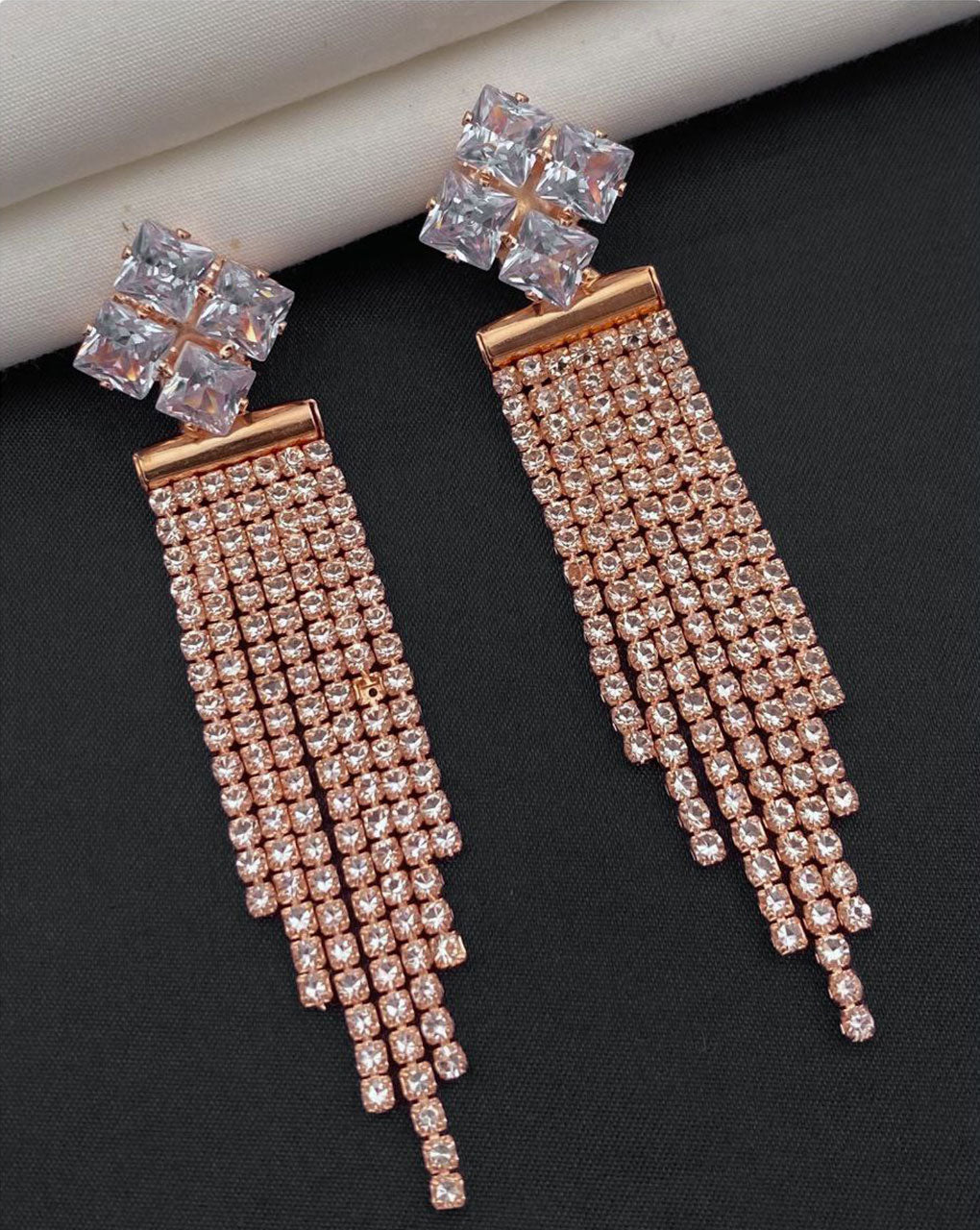 AD stone rose gold plated earring