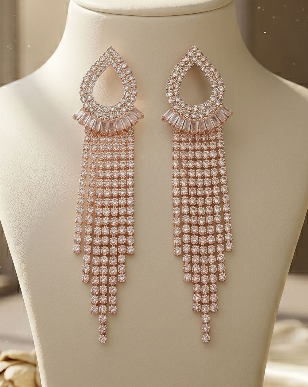 AD stone rose gold plated earring