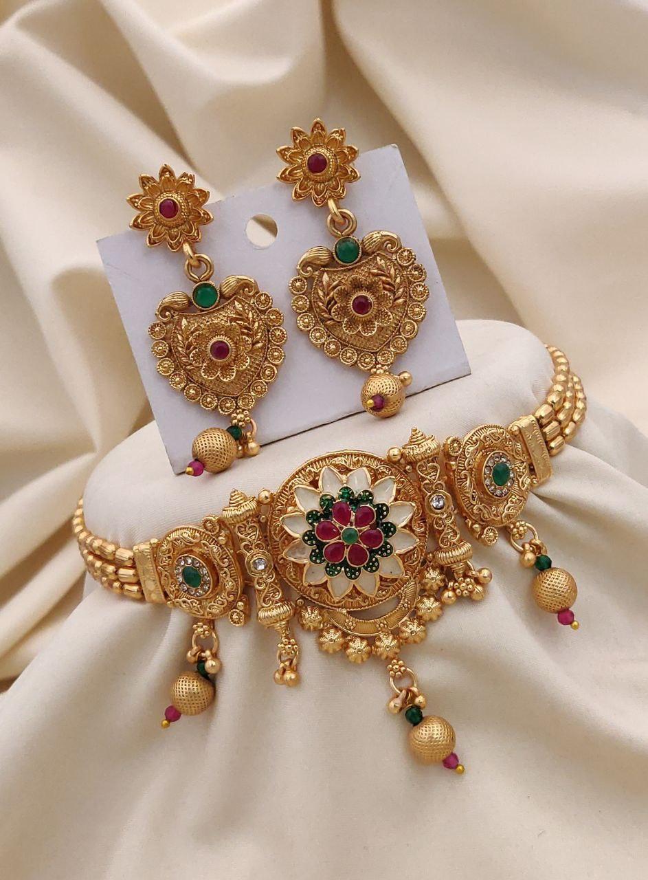 Brass gold plated choker set