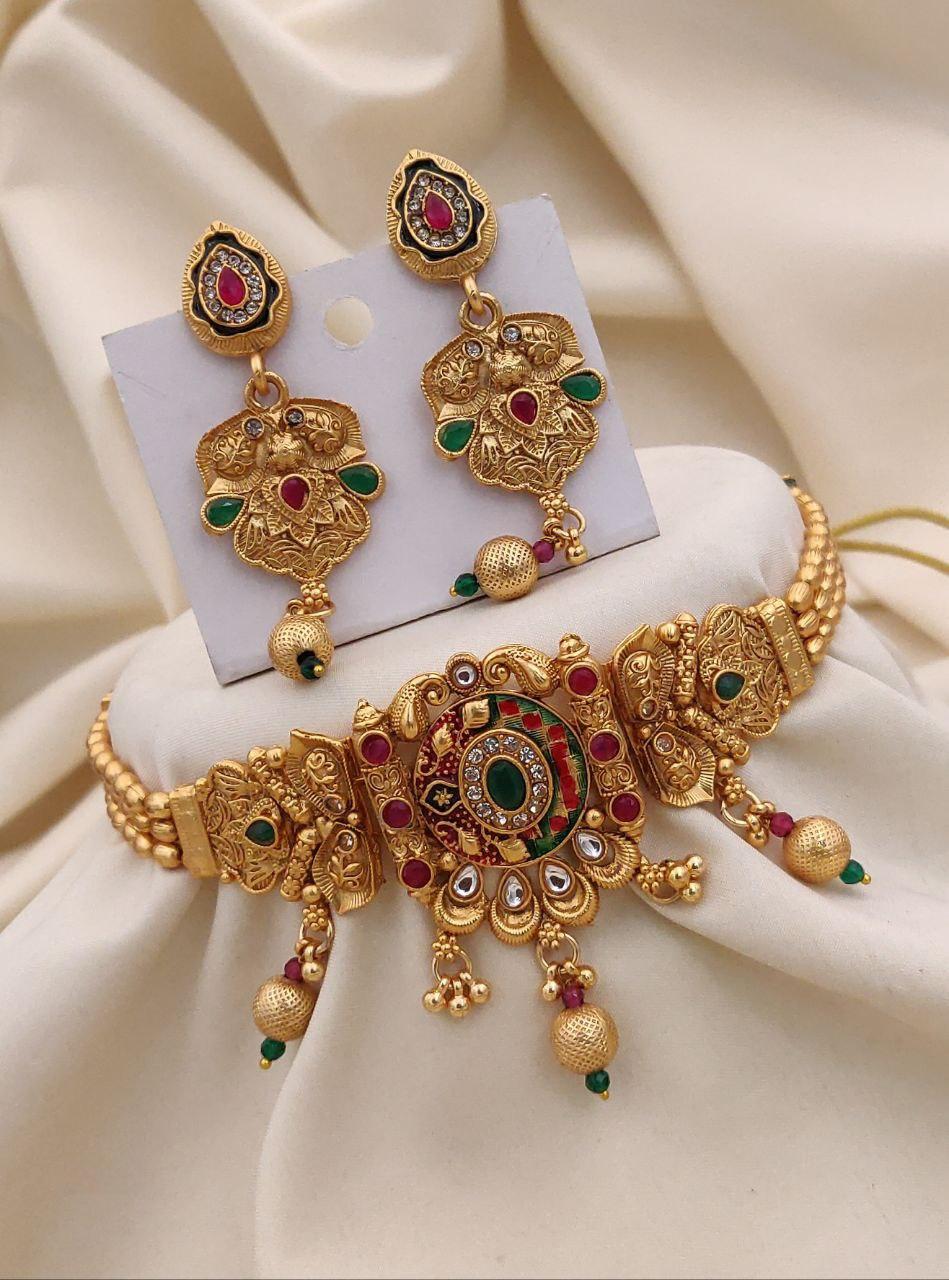 Brass gold plated choker set