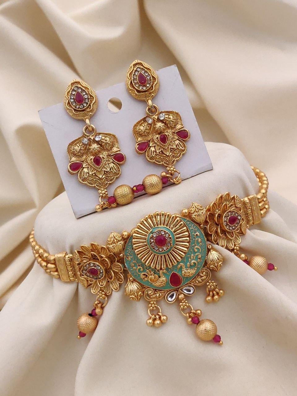 Brass gold plated choker set