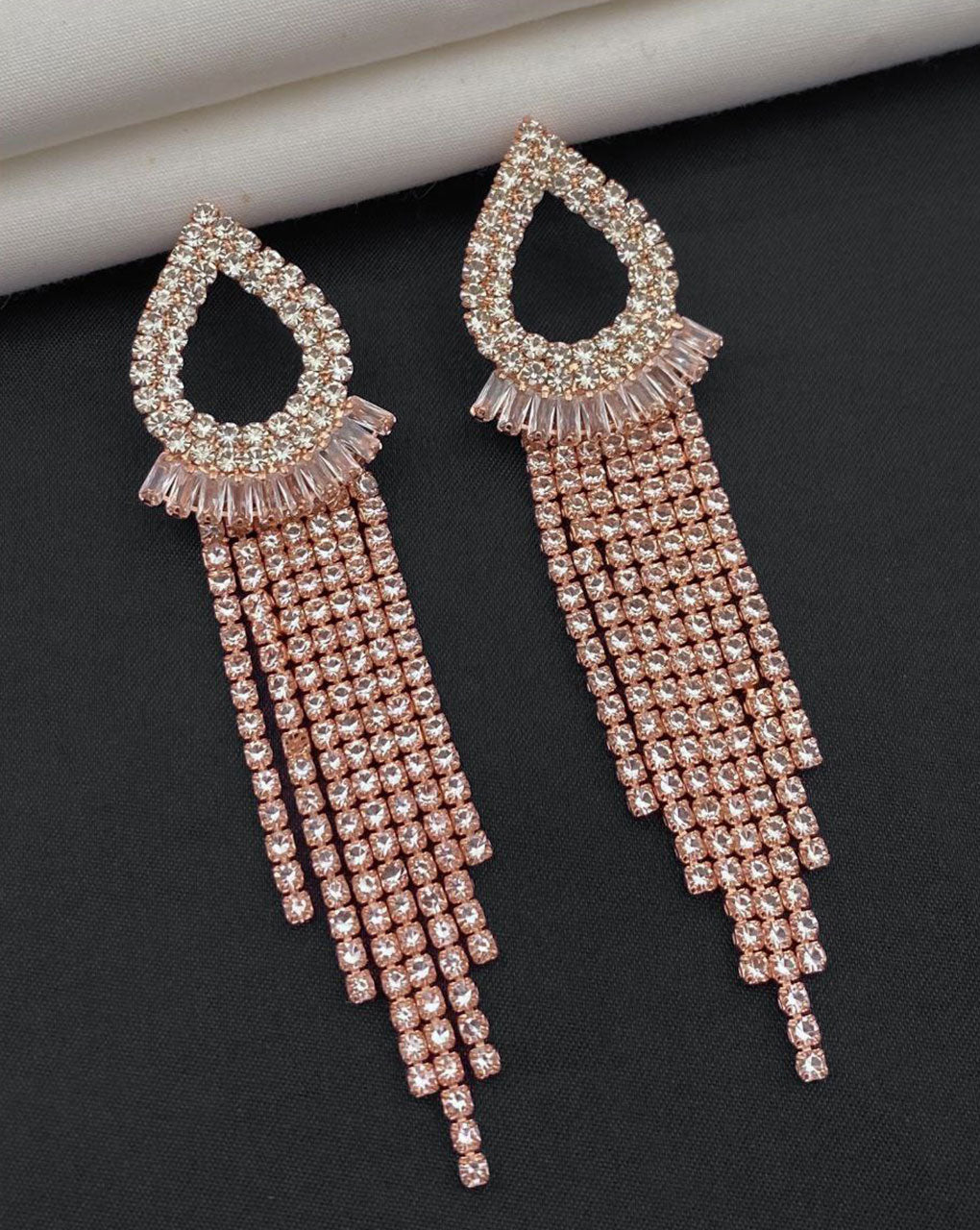 AD stone rose gold plated earring