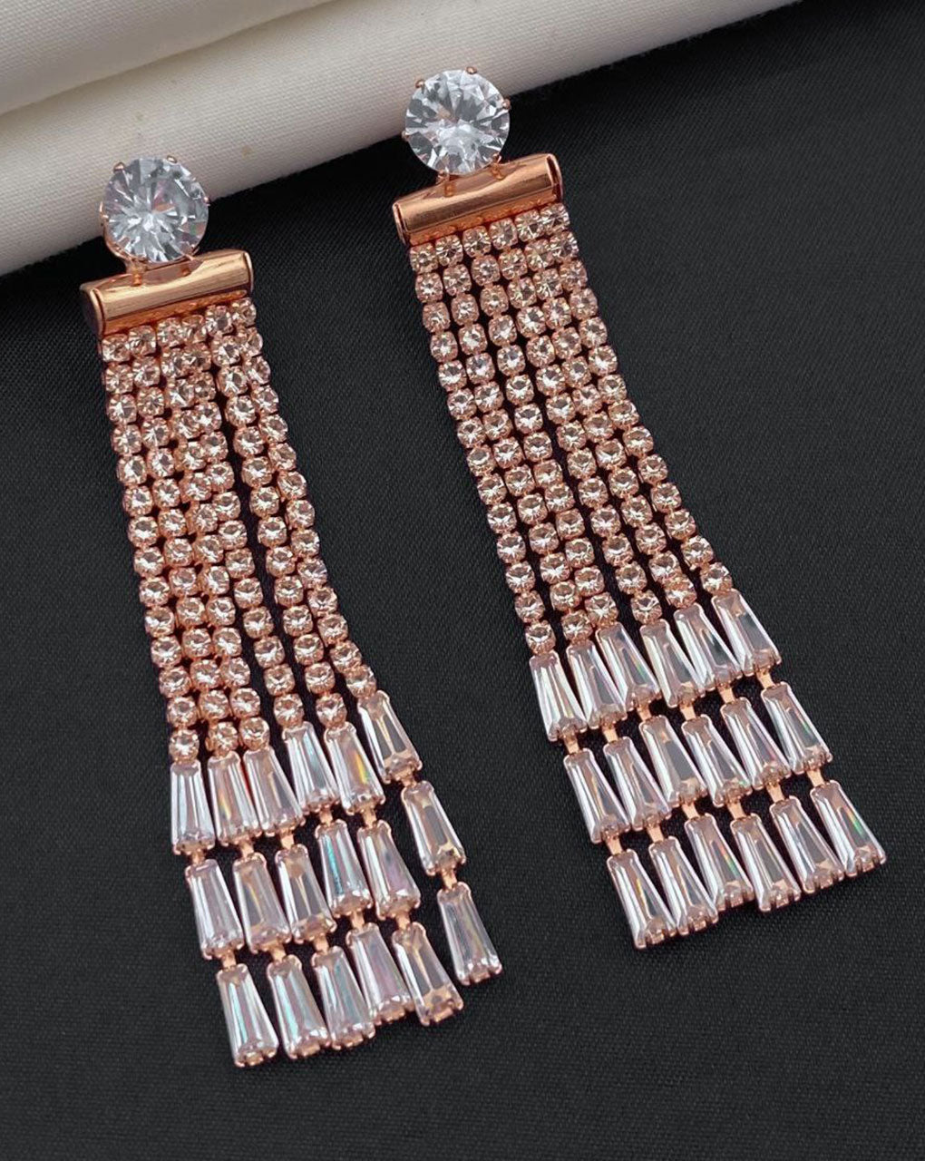 AD stone rose gold plated earring