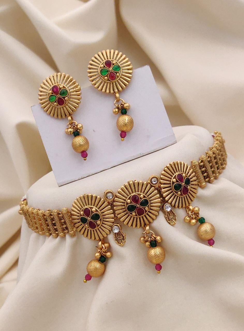 Brass gold plated choker set