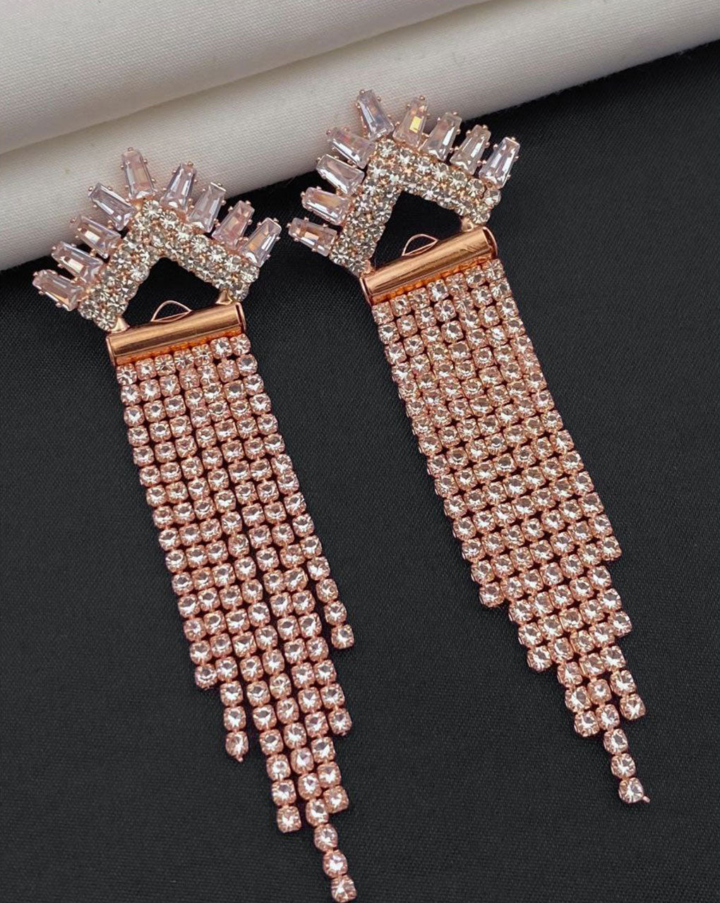 AD stone rose gold plated earring