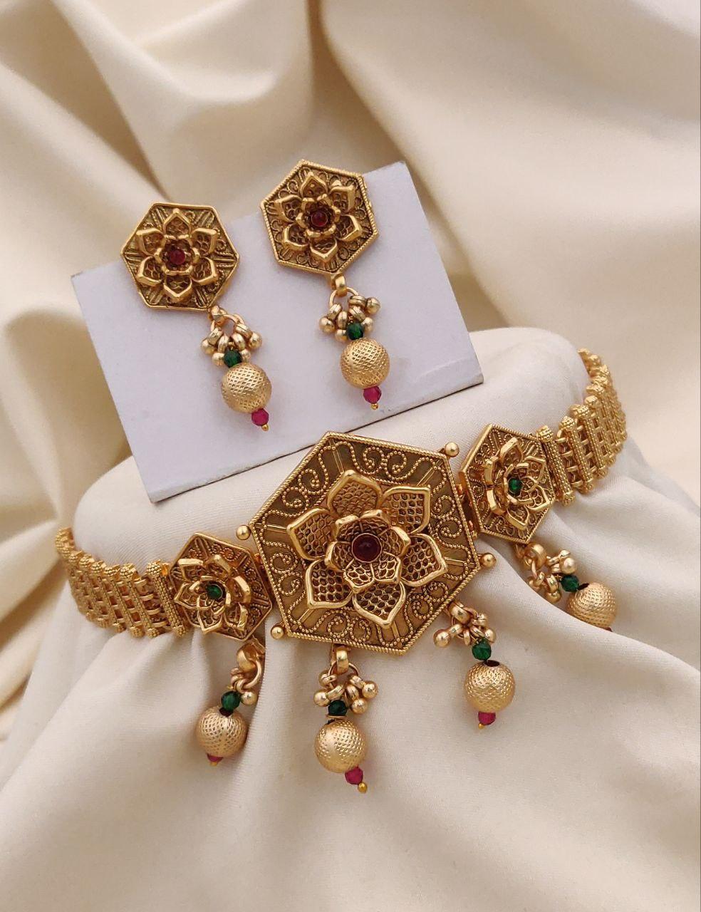 Brass gold plated choker set