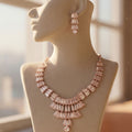 Rose gold & silver plated AD stone necklace