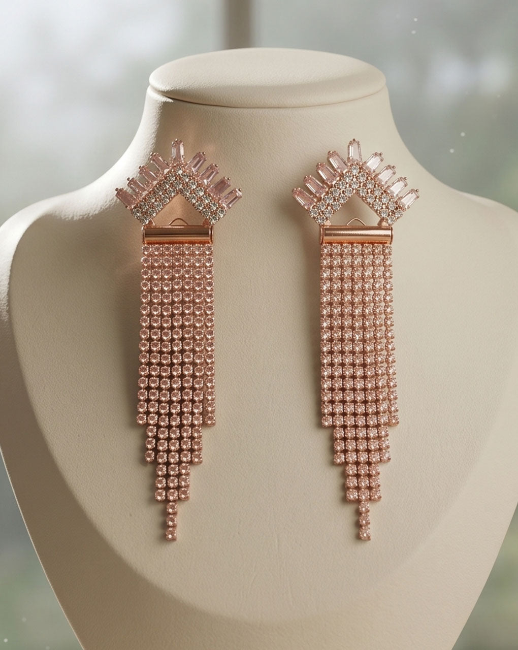 AD stone rose gold plated earring