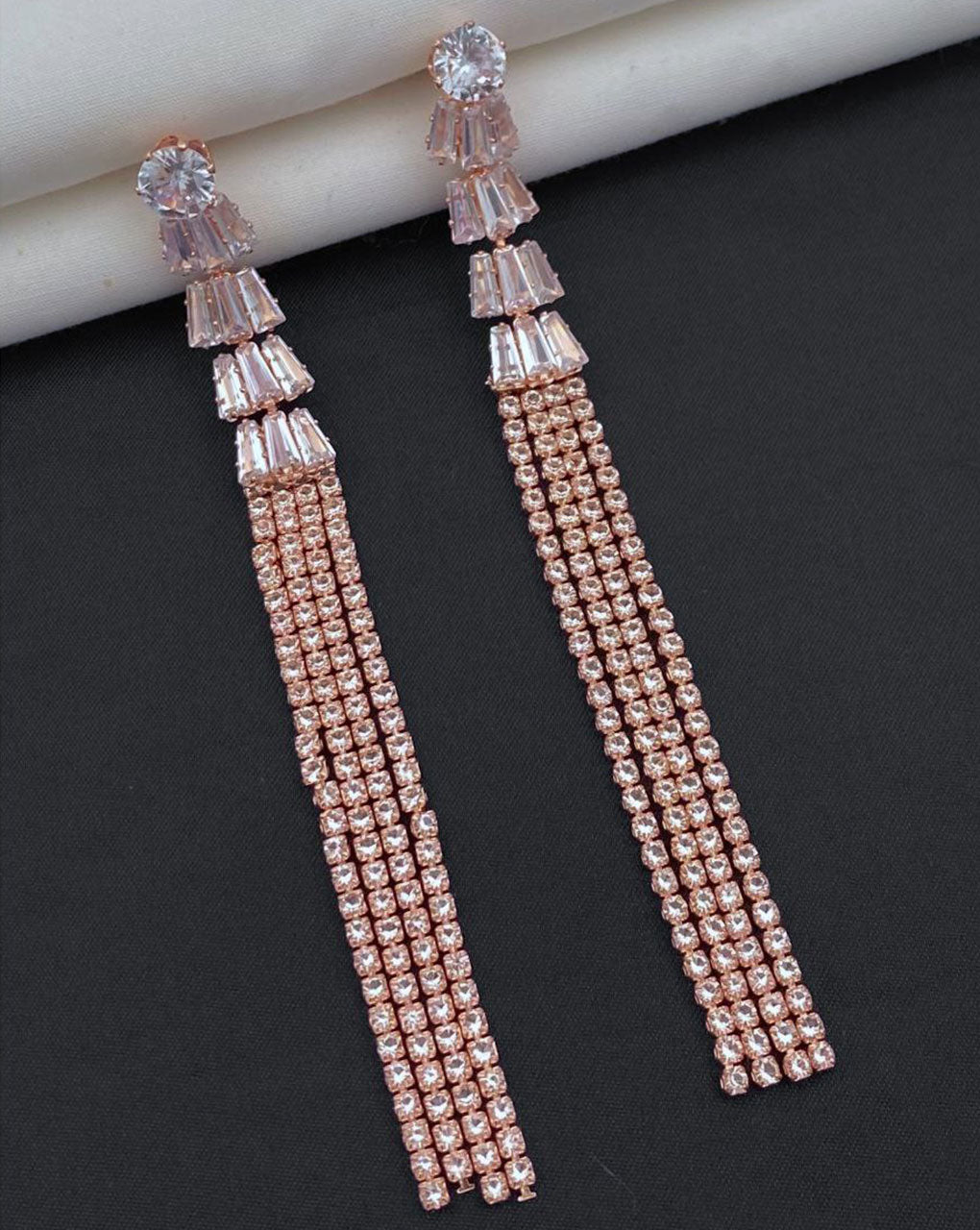 AD stone rose gold plated earring