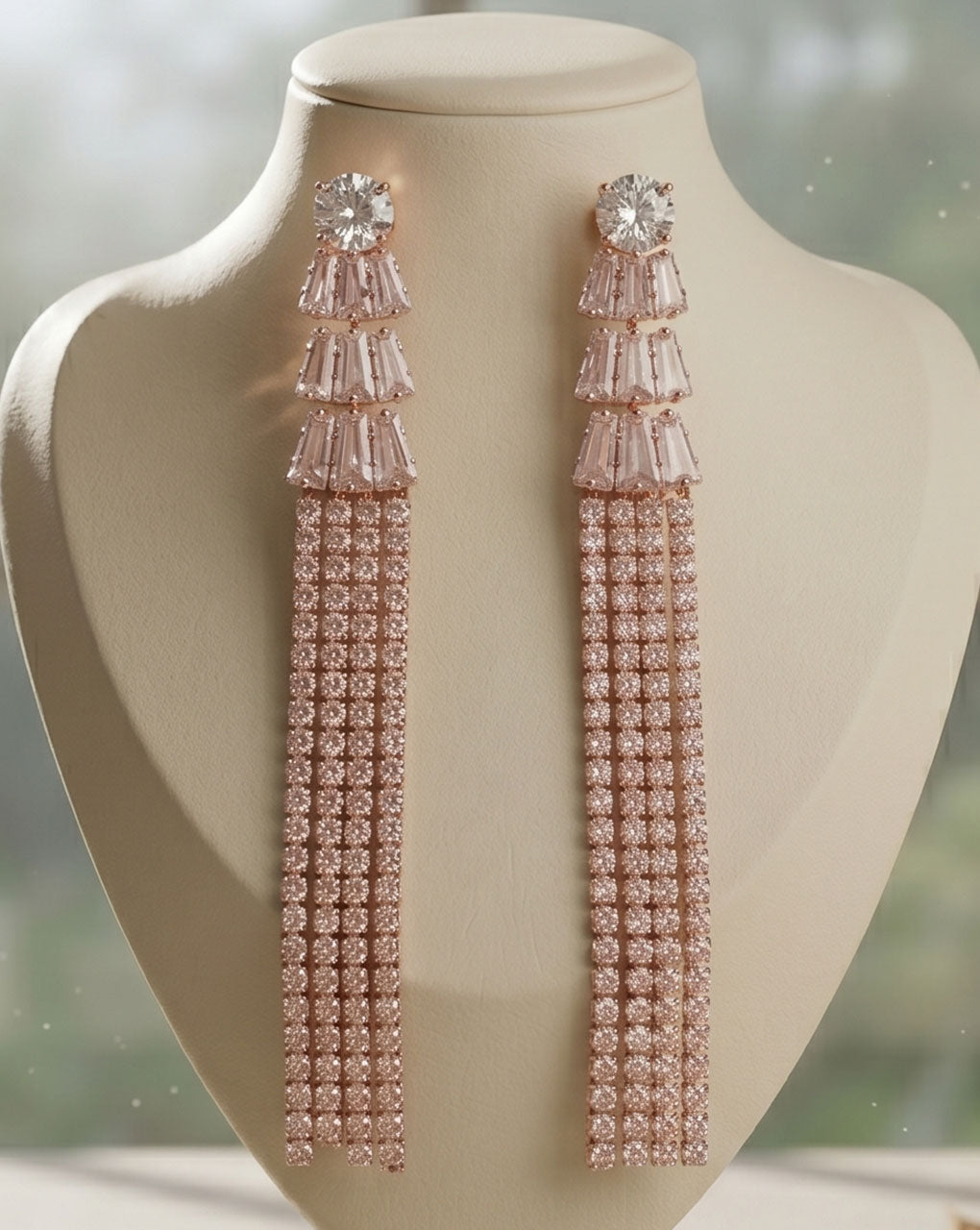 AD stone rose gold plated earring
