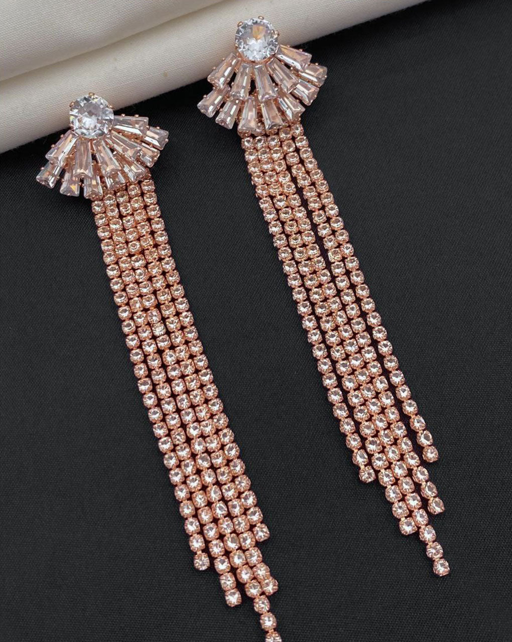 AD stone rose gold plated earring