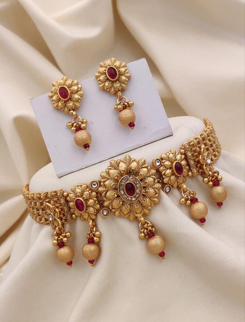 Brass gold plated choker set