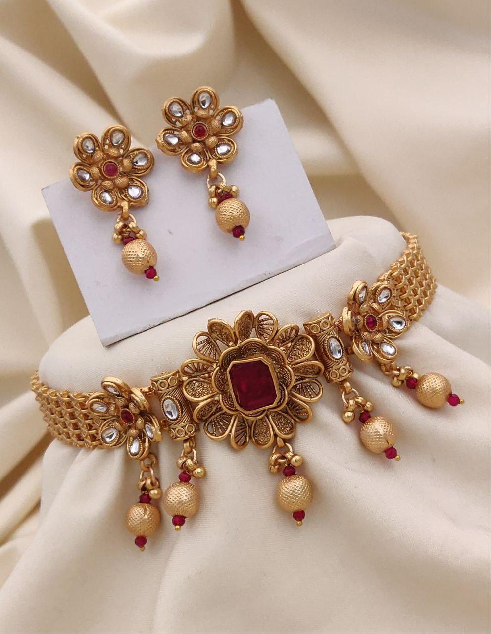 Brass gold plated choker set
