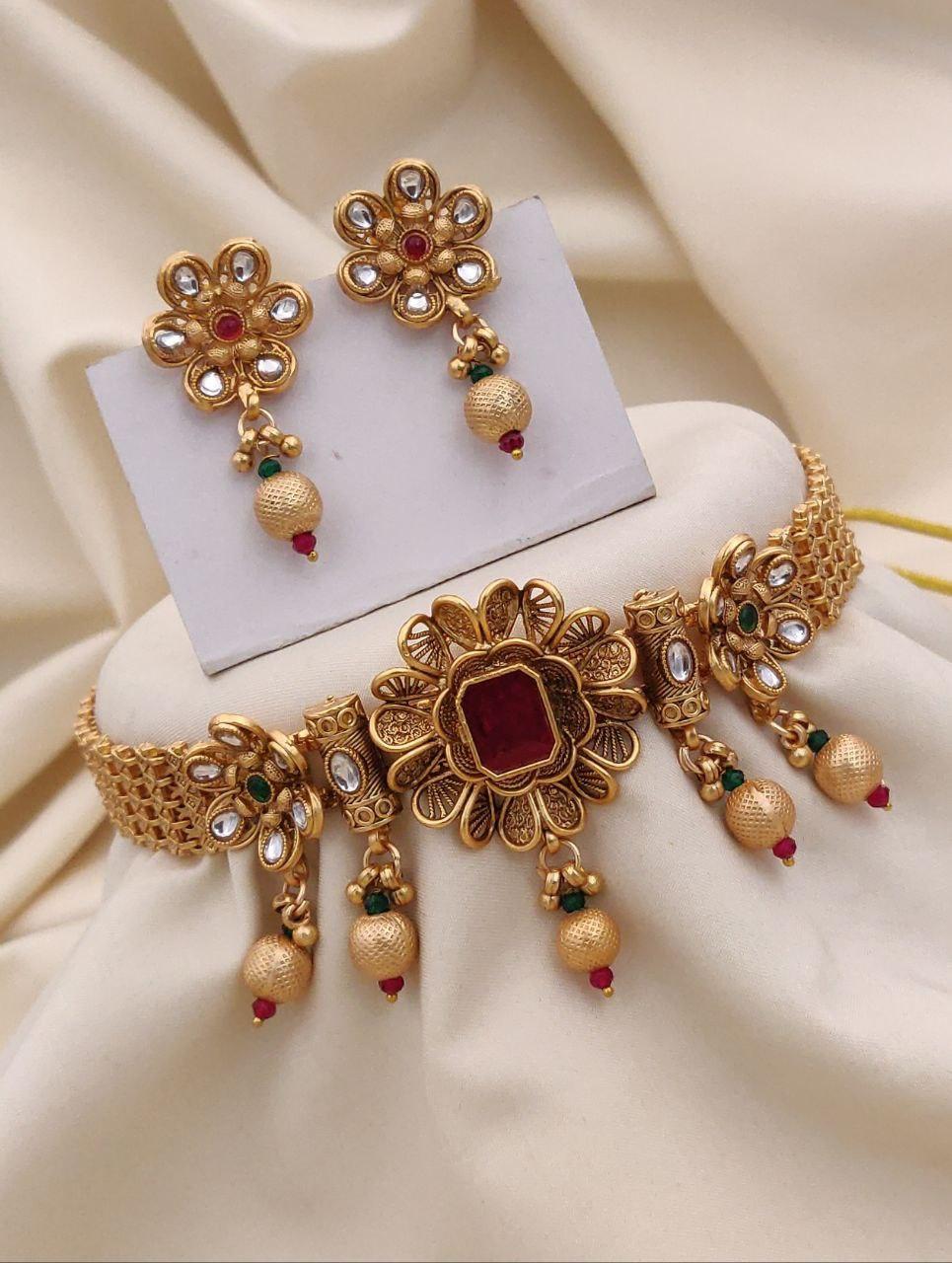 Brass gold plated choker set