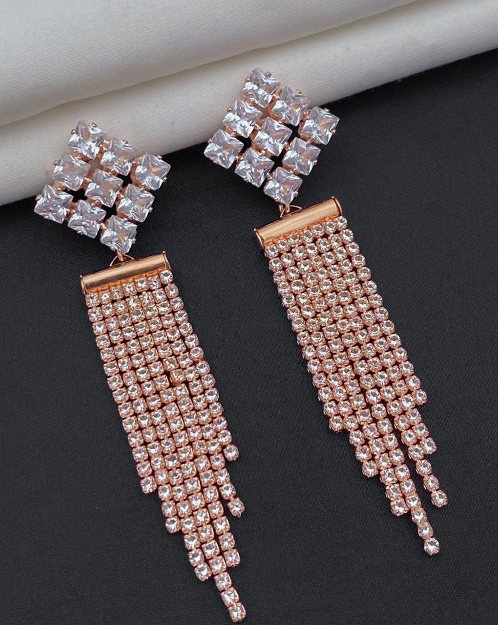 AD stone rose gold plated earring