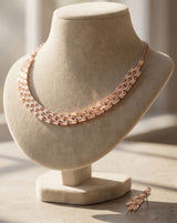 Rose gold plated AD stone necklace