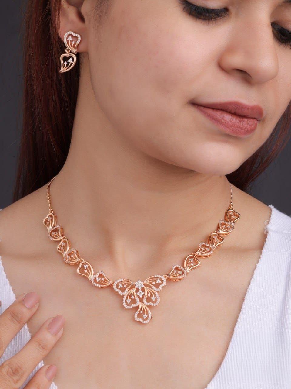 Premium quality rose gold plated ad necklace set