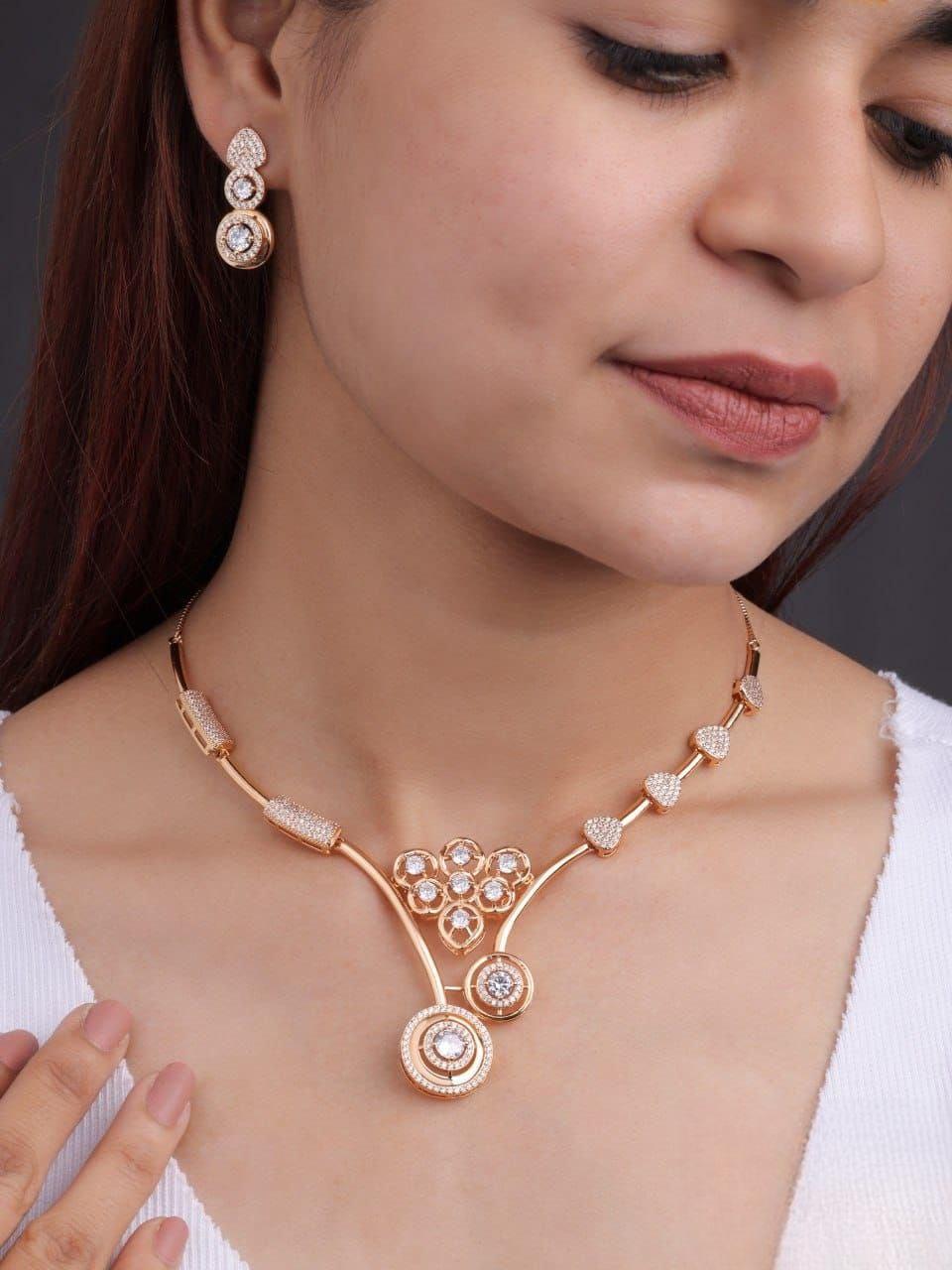 Premium quality rose gold plated ad necklace set
