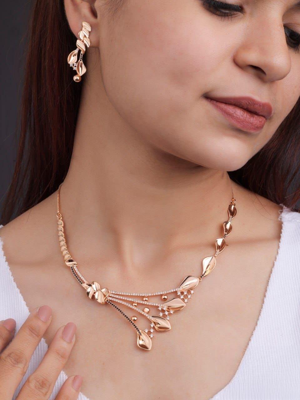 Premium quality rose gold plated ad necklace set