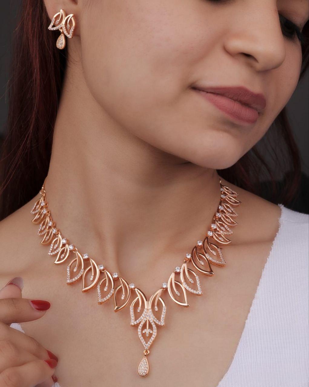 Premium quality rose gold plated ad necklace set