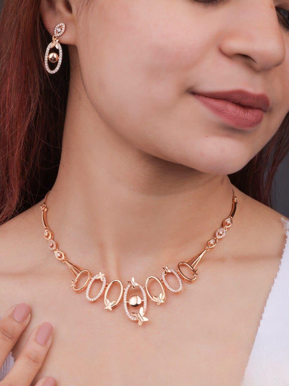 Premium quality rose gold plated ad necklace set