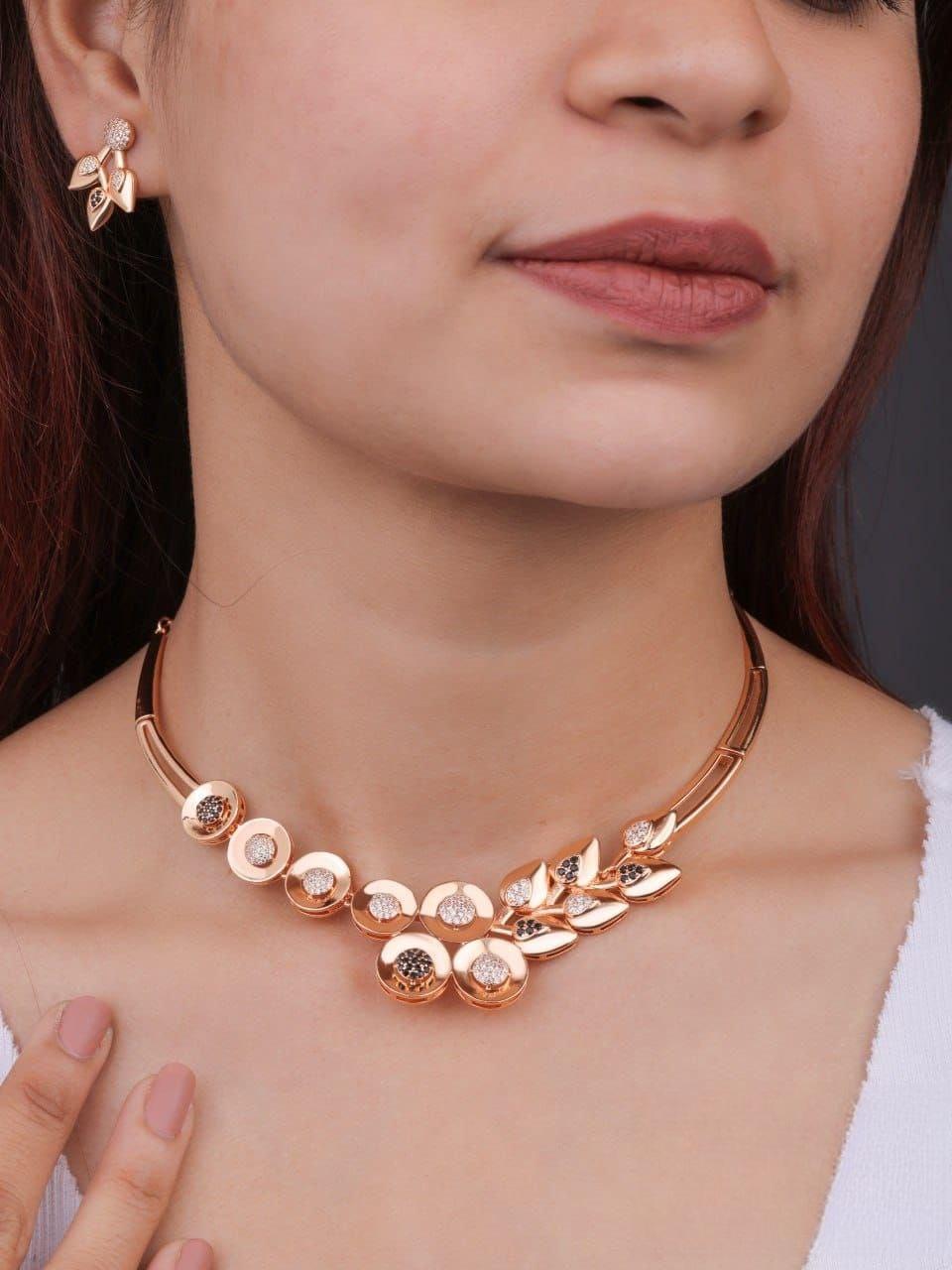 Premium quality rose gold plated ad necklace set