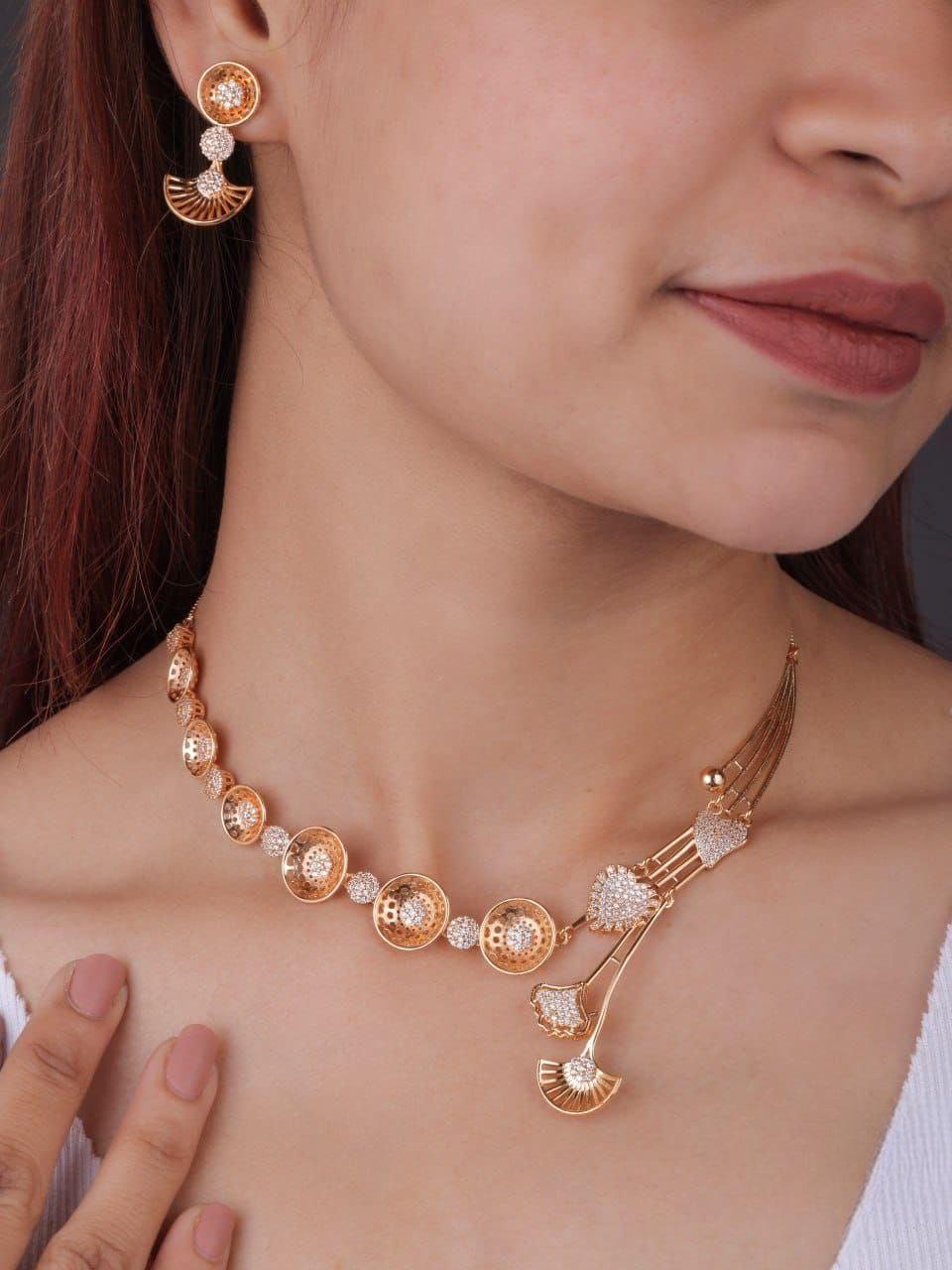 Premium quality rose gold plated ad necklace set